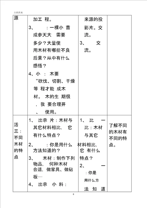 沪教版二年级第二学期自然教案