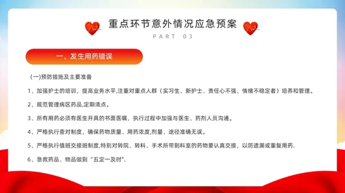 红色简约风护理重点环节应急管理PPT模板