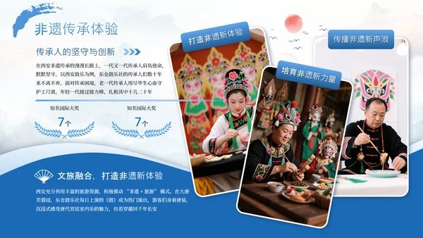 蓝色古风稚游风华六一亲子旅游计划PPT模板