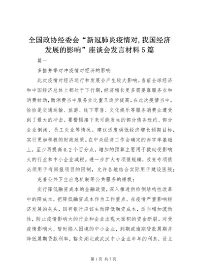 全国政协经委会“新冠肺炎疫情对,我国经济发展的影响”座谈会讲话材料5篇.docx