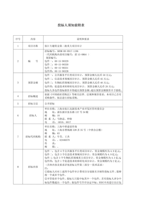 专项资金第二批重大项目审计费招标文件模板.docx