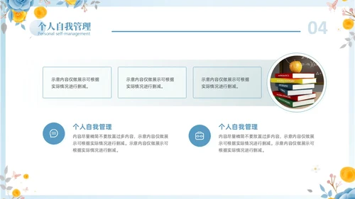 蓝色立体花卉教师年终工作总结工作汇报工作计划PPT年终总结