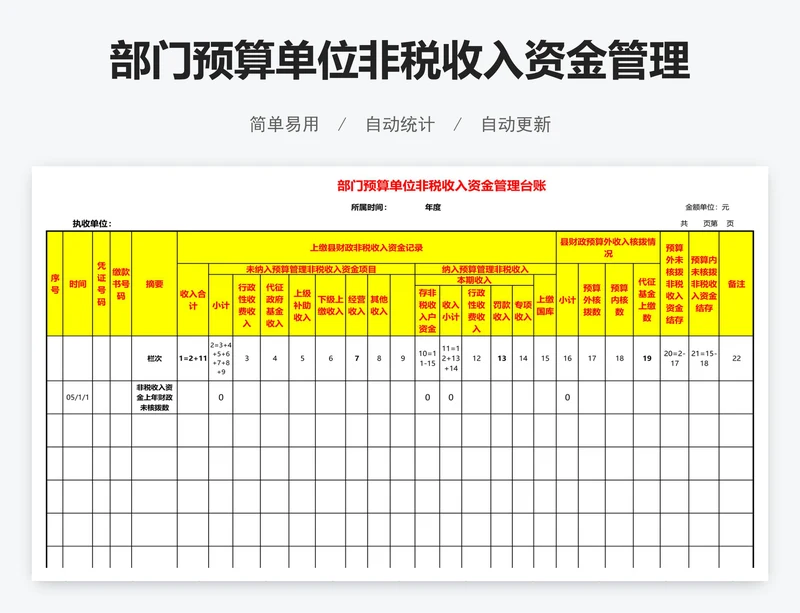 部门预算单位非税收入资金管理台账