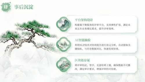 绿色中国风项目总结内部复盘会PPT模板