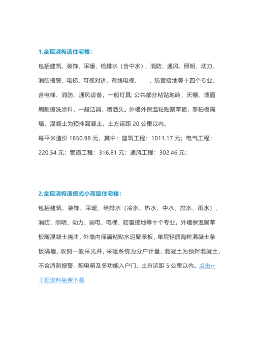 建筑工程单方造价数据汇总.docx