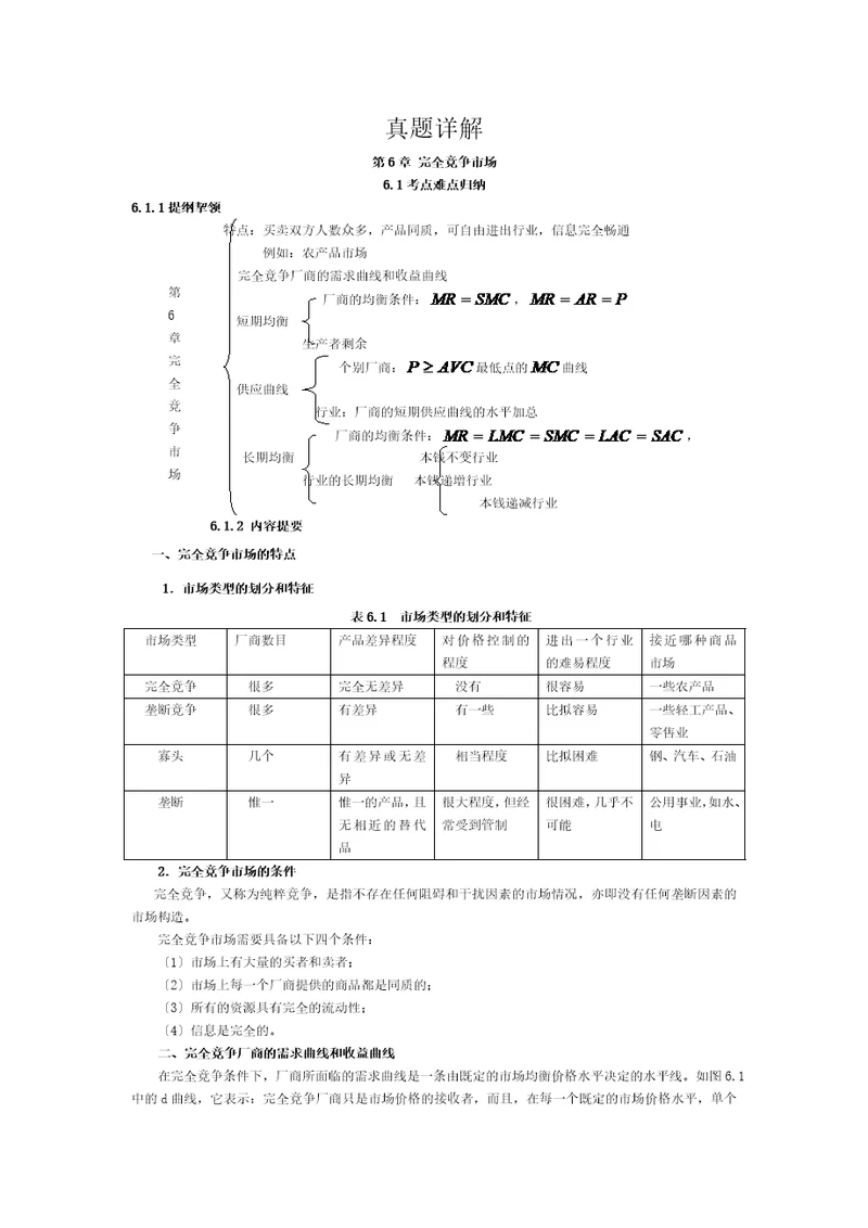 西方经济学考研真题详解微观第六章完全竞争市场