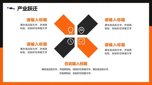 橙色简约创意科技风无人机科普介绍PPT模板