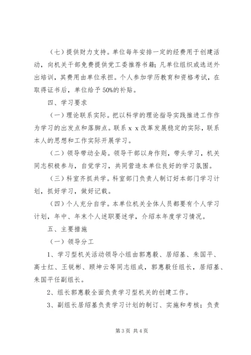 人事局创建学习型机关工作计划.docx