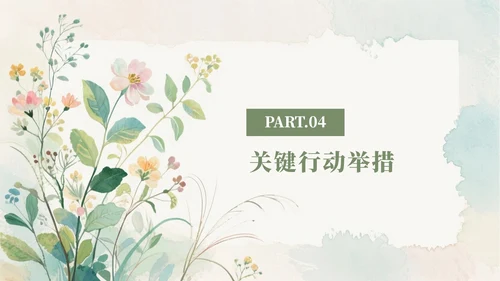 绿色水彩小清新花团锦簇汇报PPT模板