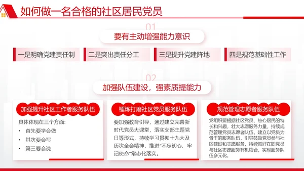 红色简约文化墙风党建引领社区治理宣讲培训PPT党课