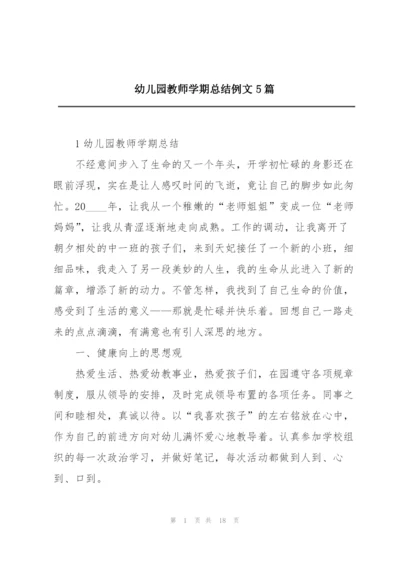 幼儿园教师学期总结例文5篇.docx