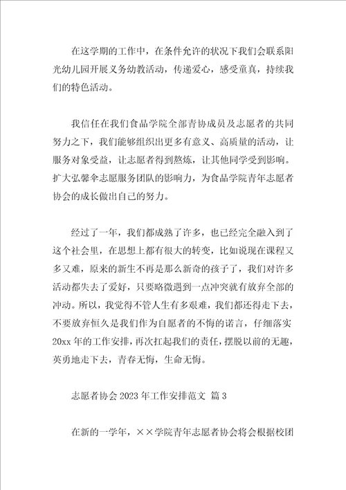 志愿者协会2023年工作计划范文