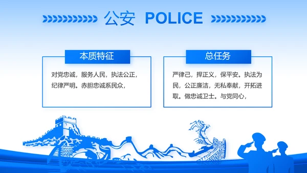 蓝色政治建警从严治警公安警察动态PPT