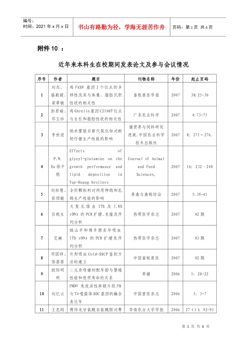 近年来本科生在校期间发表论文及参与会议情况.docx