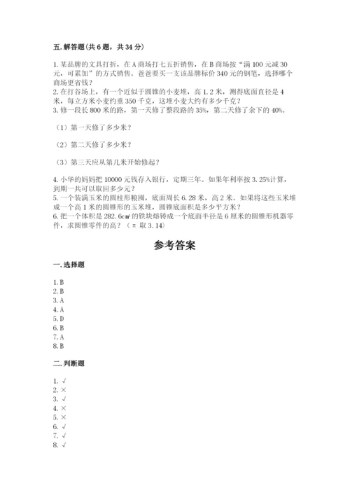 苏教版六年级下册数学期中测试卷（精练）.docx