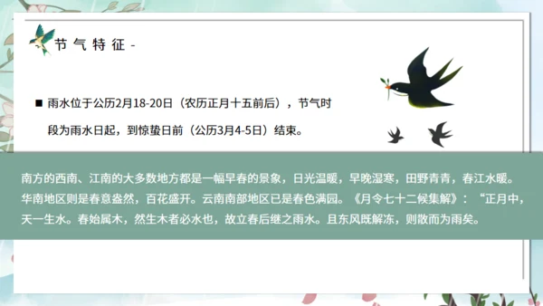 春天背景雨水节气介绍通用PPT模板