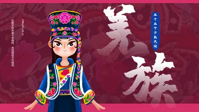 红色复古风羌族介绍PPT模板
