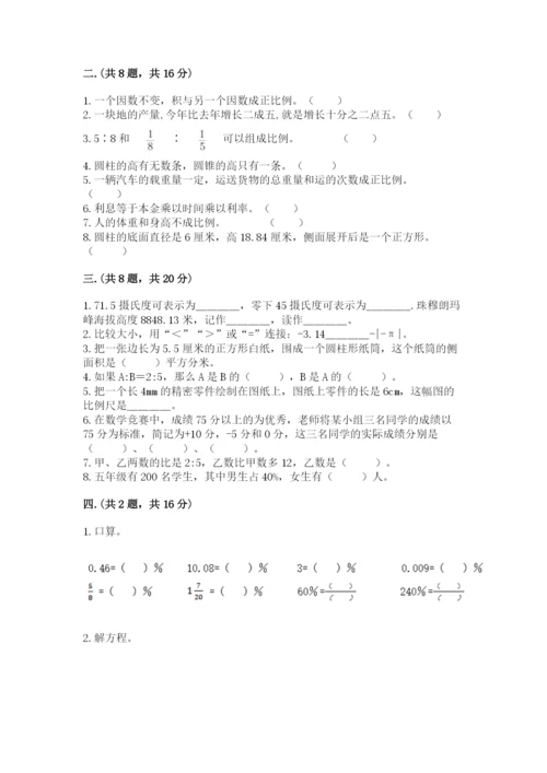 人教版数学六年级下册试题期末模拟检测卷【名师系列】.docx