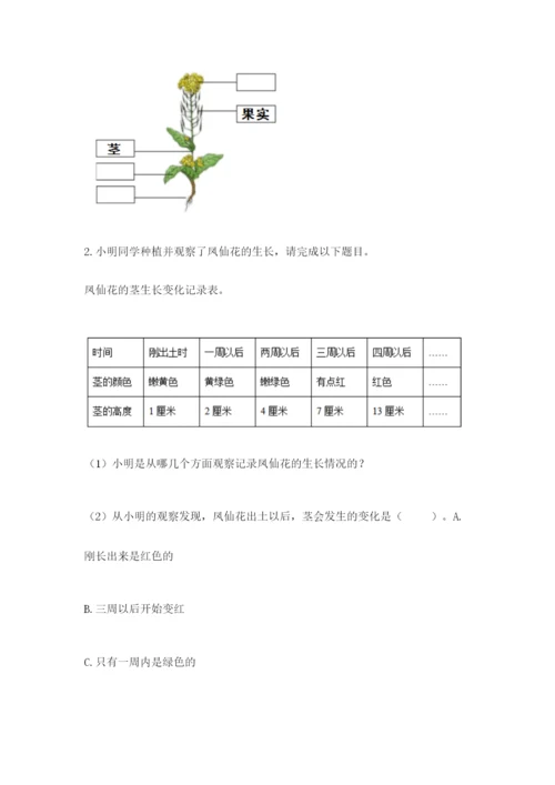 教科版四年级下册科学第一单元《植物的生长变化》测试卷【易错题】.docx