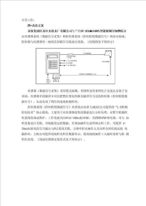 石灰石仓料位计改造方案