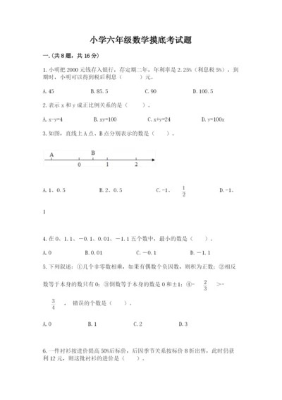 小学六年级数学摸底考试题【预热题】.docx