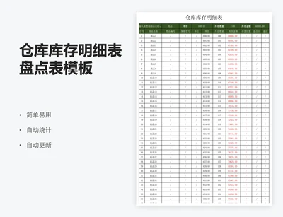 仓库库存明细表盘点表模板
