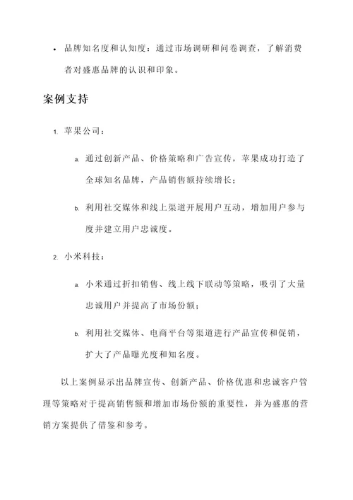 盛惠的营销方案