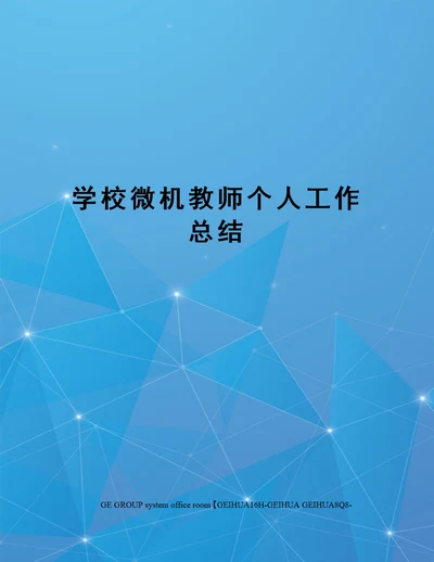 学校微机教师个人工作总结