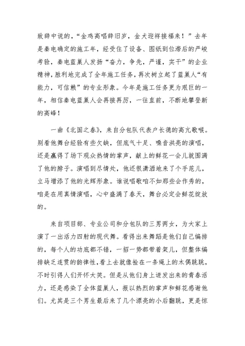 XX年电力公司元旦晚会总结