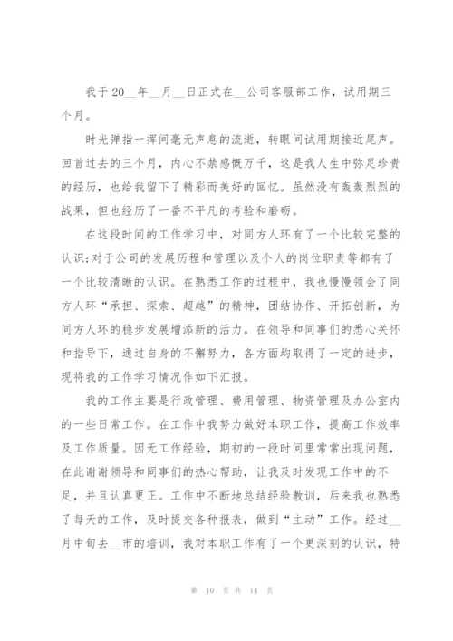 客服试用期个人工作总结范例5篇.docx