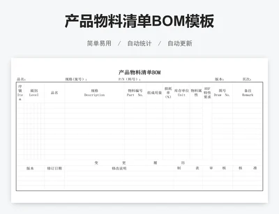 产品物料清单BOM模板