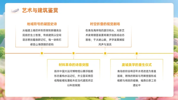 橙黄色3D关于跨越山海的慢旅行计划PPT模板