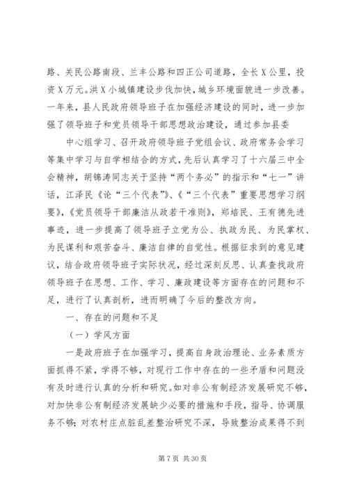 政府党组民主生活会材料.docx