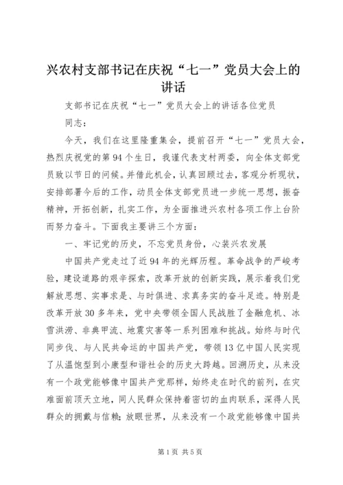 兴农村支部书记在庆祝“七一”党员大会上的讲话 (2).docx