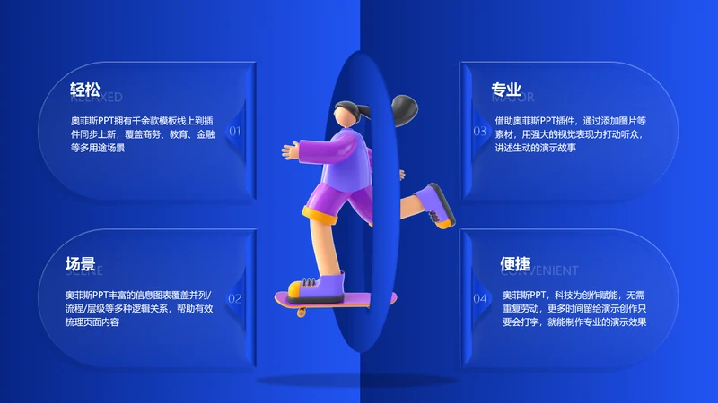 3D风蓝色PPT流程页