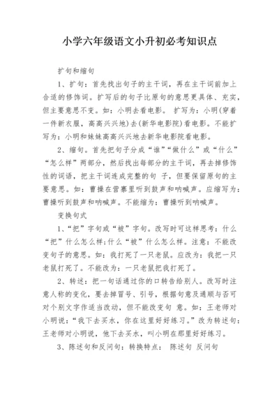 小学六年级语文小升初必考知识点.docx