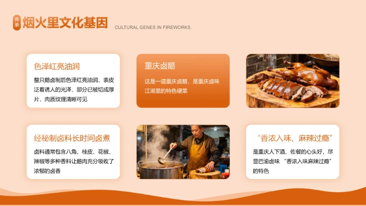 橙色传统美食文化介绍PPT模板
