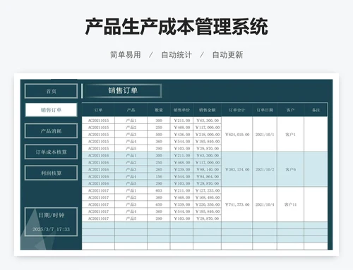 产品生产成本管理系统