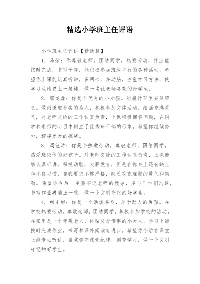 精选小学班主任评语.docx