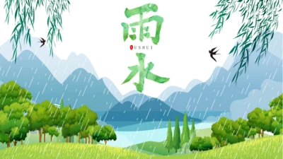 雨水节气介绍春雨通用PPT模板
