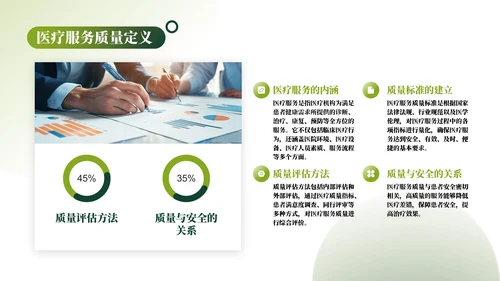 绿色清新几何风企业介绍PPT模板_医疗服务质量与满意度提升PPT模板