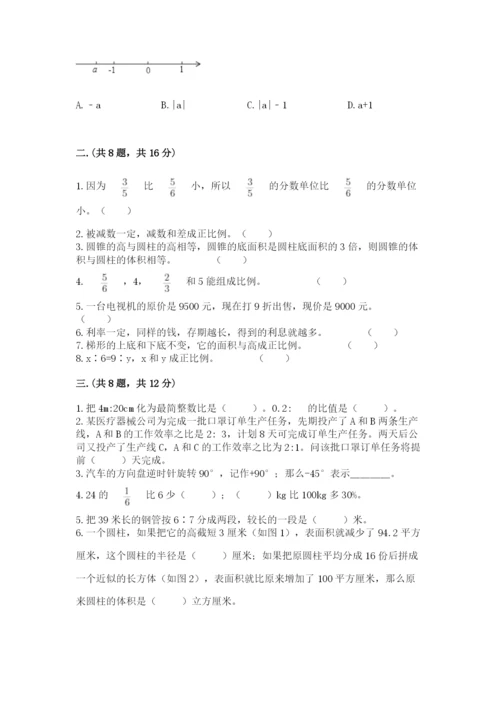 小学六年级下册数学摸底考试题含完整答案【精选题】.docx