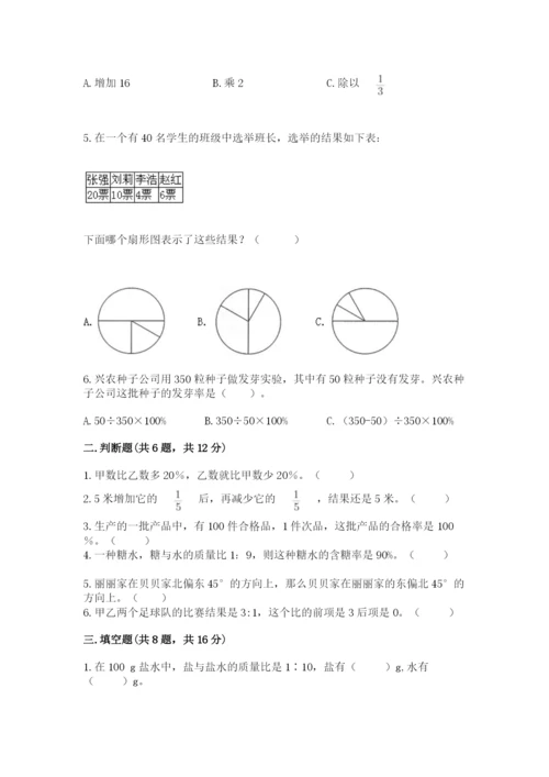 小学数学六年级上册期末模拟卷及答案（夺冠系列）.docx