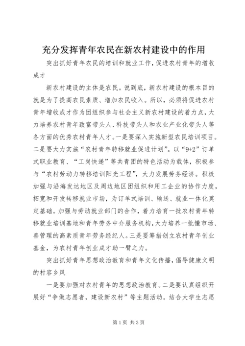 充分发挥青年农民在新农村建设中的作用.docx