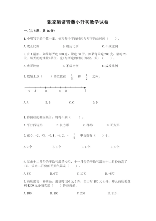 张家港常青藤小升初数学试卷（夺分金卷）.docx