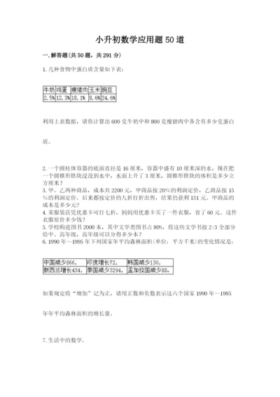 小升初数学应用题50道及答案（考点梳理）.docx