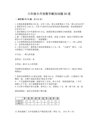 六年级小升初数学解决问题50道（精选题）word版.docx