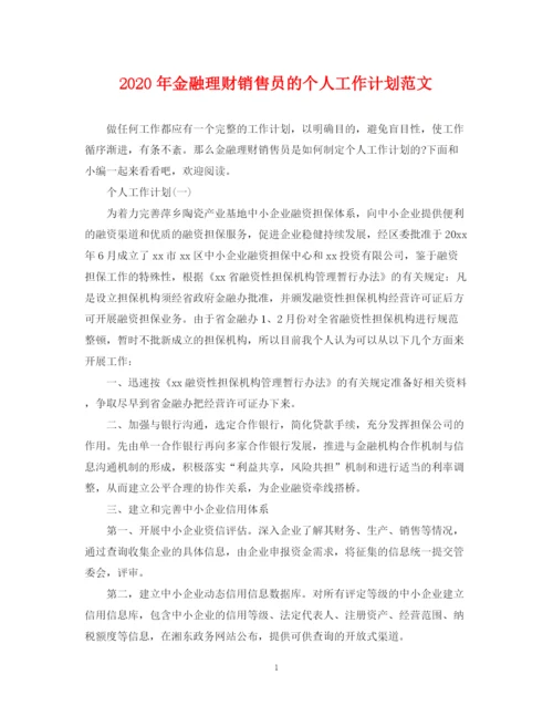 精编之年金融理财销售员的个人工作计划范文.docx
