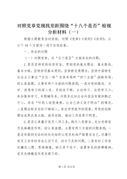 对照党章党规找差距围绕“十八个是否”检视分析材料（一）.docx