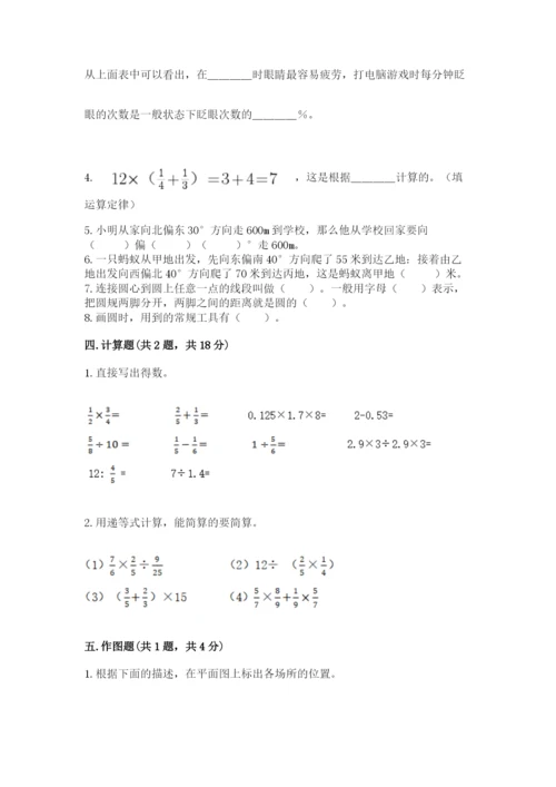 六年级上册数学期末测试卷附完整答案【各地真题】.docx